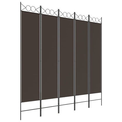 Kamerscherm met 5 panelen 200x200 cm stof bruin