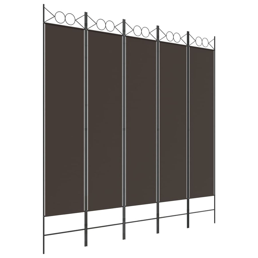 Kamerscherm met 5 panelen 200x200 cm stof bruin