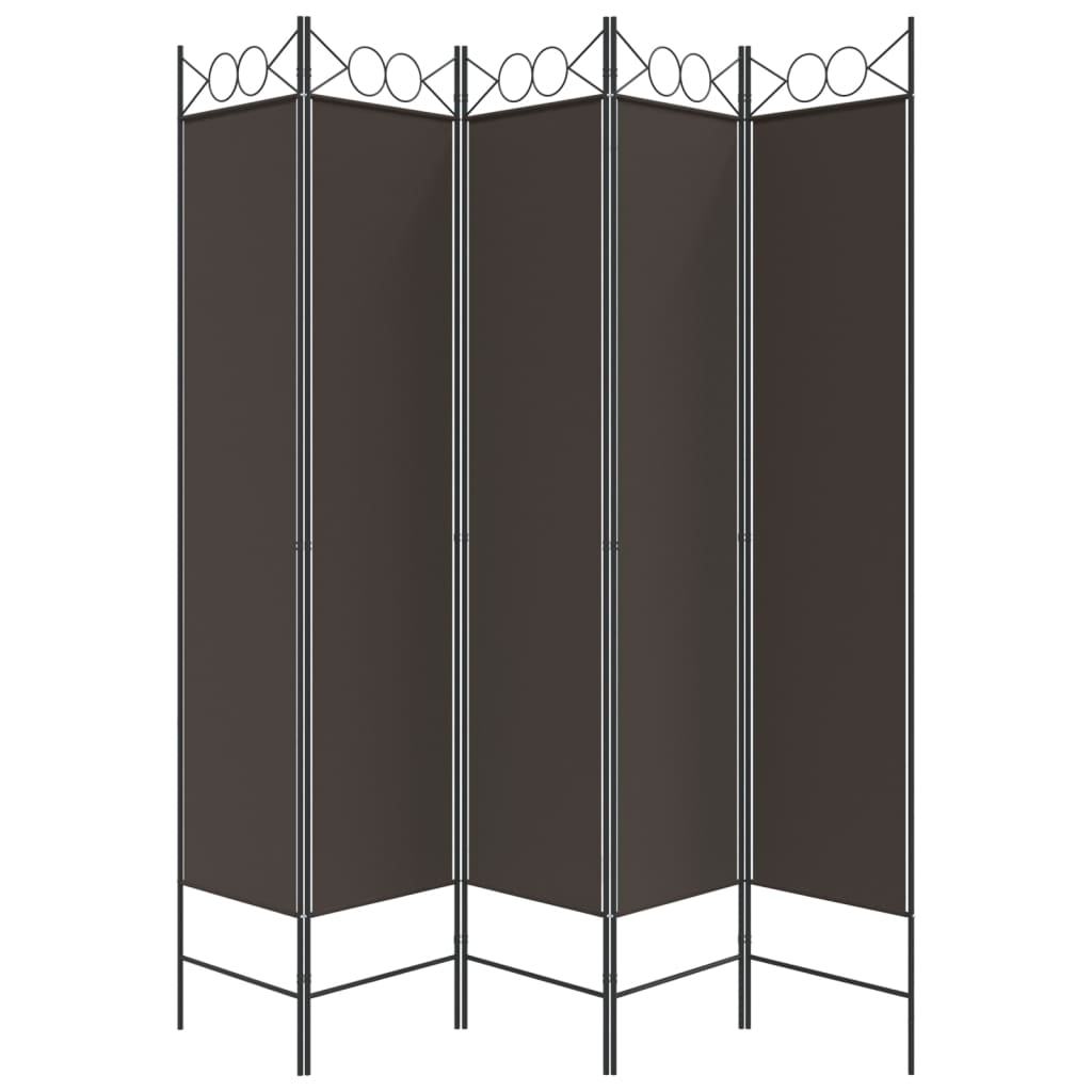 Kamerscherm met 5 panelen 200x200 cm stof bruin