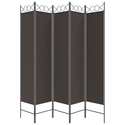 Kamerscherm met 5 panelen 200x200 cm stof bruin