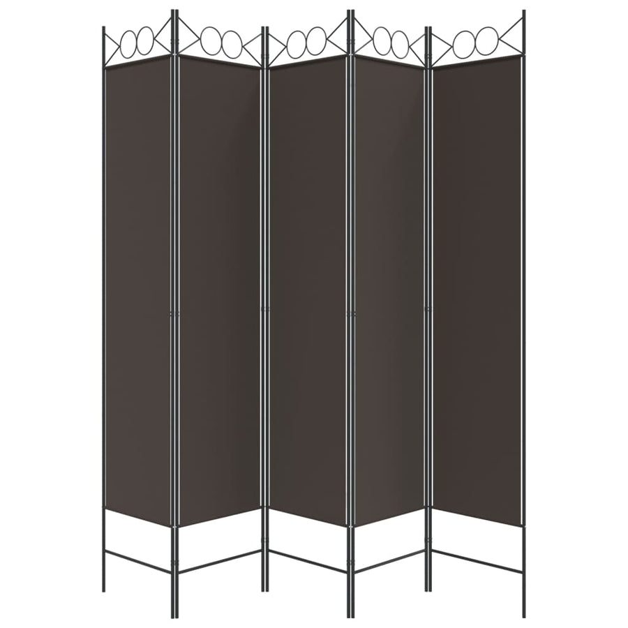 Kamerscherm met 5 panelen 200x200 cm stof bruin