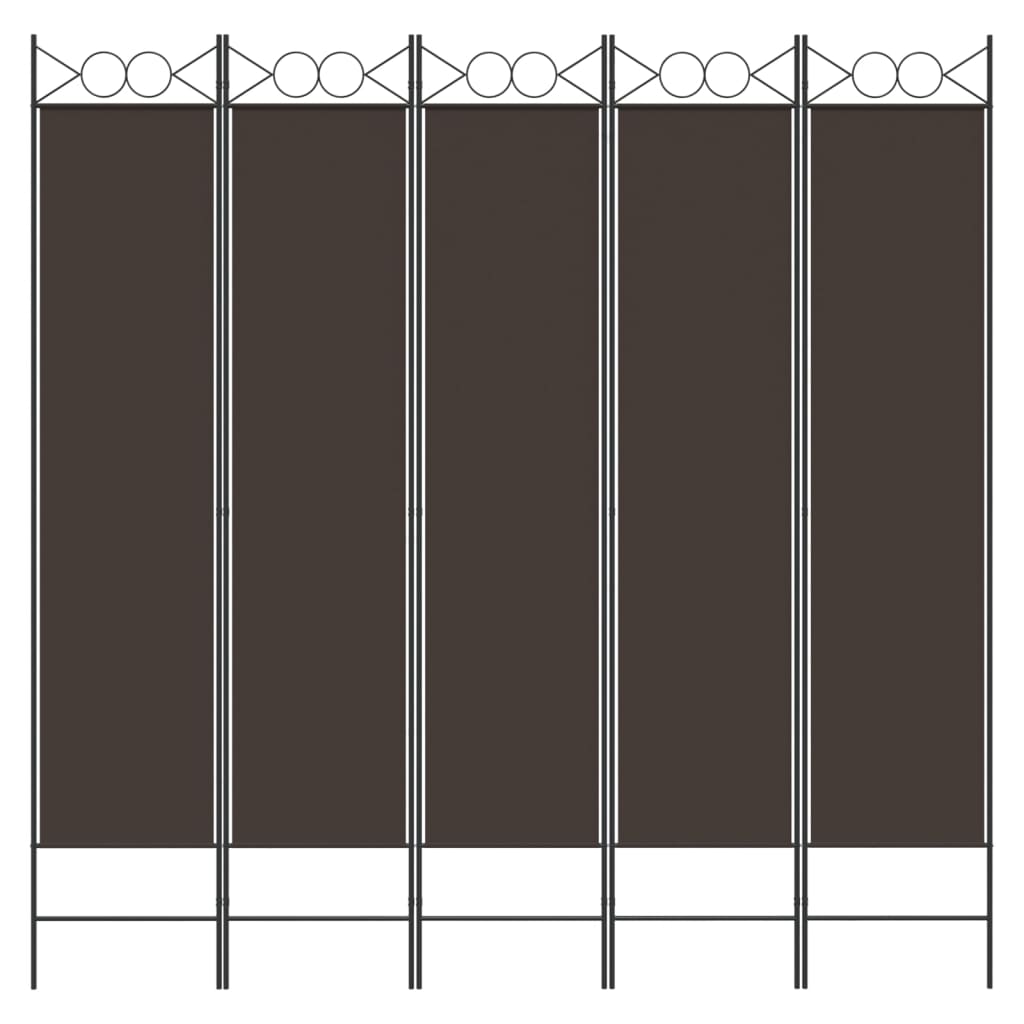 Kamerscherm met 5 panelen 200x200 cm stof bruin