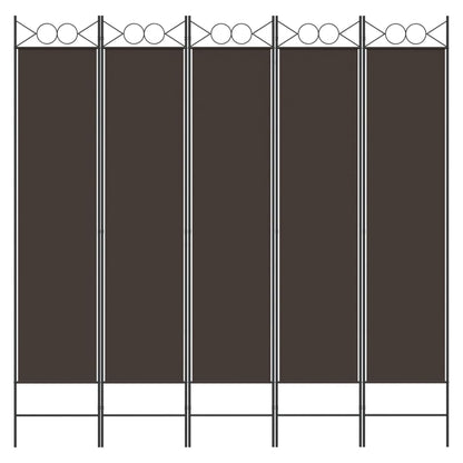 Kamerscherm met 5 panelen 200x200 cm stof bruin