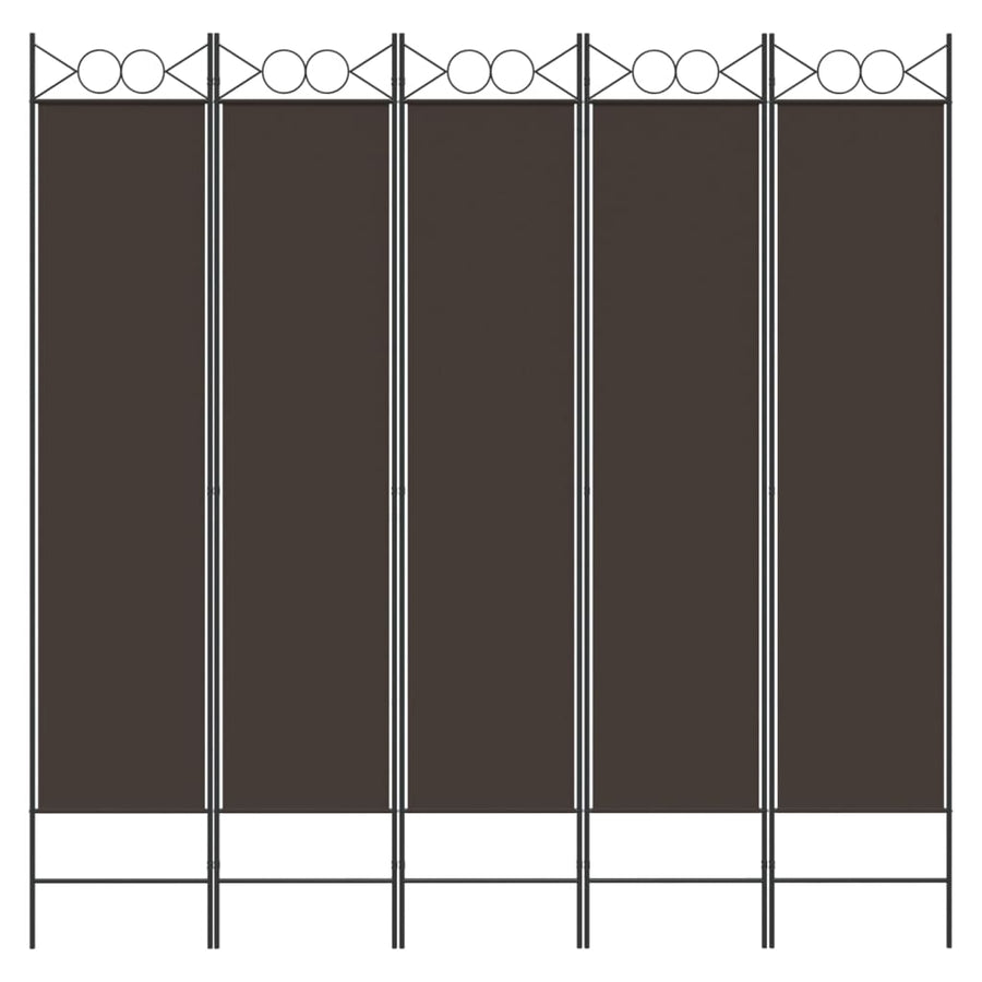 Kamerscherm met 5 panelen 200x200 cm stof bruin