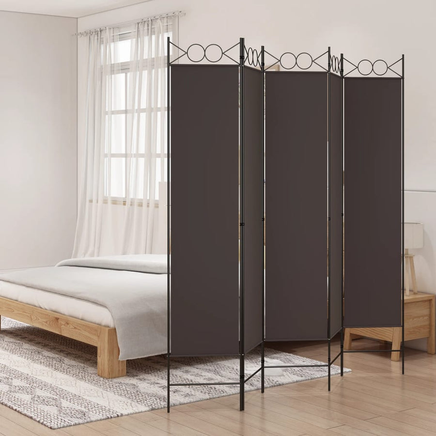 Kamerscherm met 5 panelen 200x200 cm stof bruin