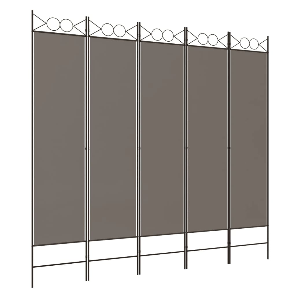Kamerscherm Met 5 Panelen 200X200 Cm Stof Antracietkleurig