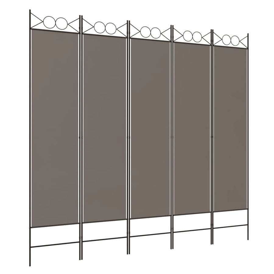 Kamerscherm Met 5 Panelen 200X200 Cm Stof Antracietkleurig