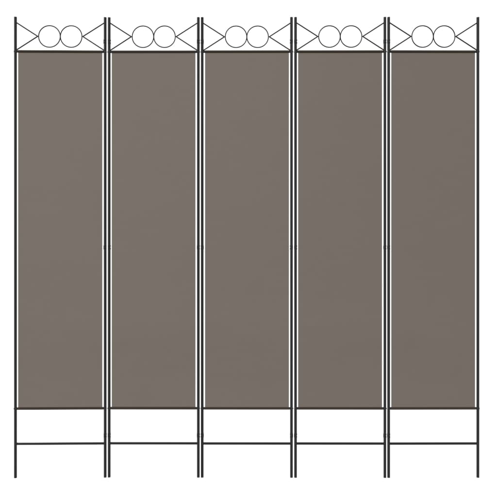 Kamerscherm Met 5 Panelen 200X200 Cm Stof Antracietkleurig