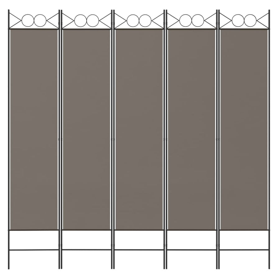 Kamerscherm Met 5 Panelen 200X200 Cm Stof Antracietkleurig