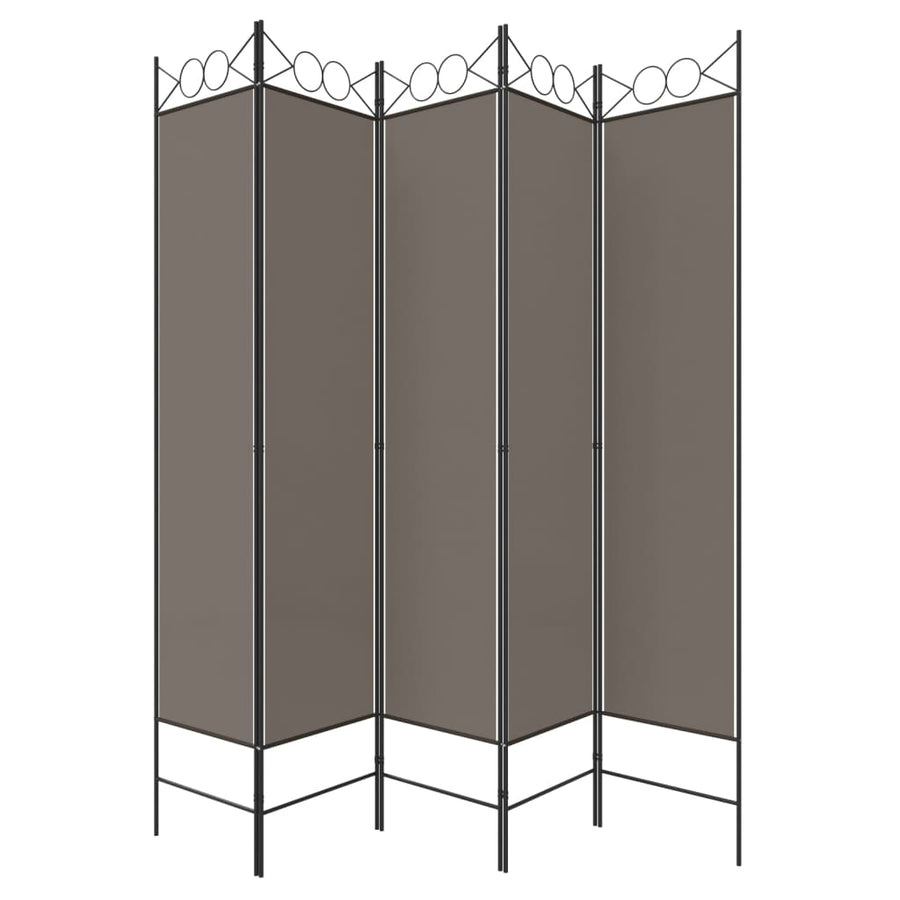 Kamerscherm Met 5 Panelen 200X200 Cm Stof Antracietkleurig