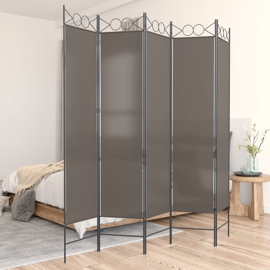 Kamerscherm Met 5 Panelen 200X200 Cm Stof Antracietkleurig