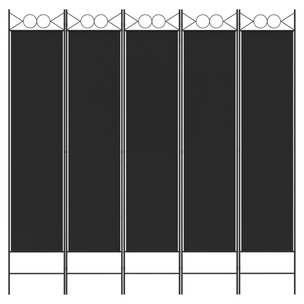 Kamerscherm Met 5 Panelen 200X200 Cm Stof Zwart