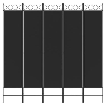 Kamerscherm Met 5 Panelen 200X200 Cm Stof Zwart