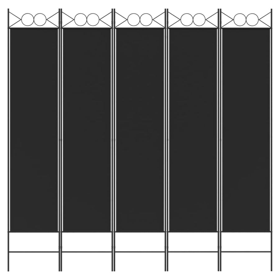 Kamerscherm Met 5 Panelen 200X200 Cm Stof Zwart