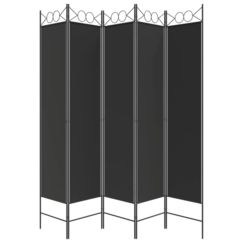 Kamerscherm Met 5 Panelen 200X200 Cm Stof Zwart