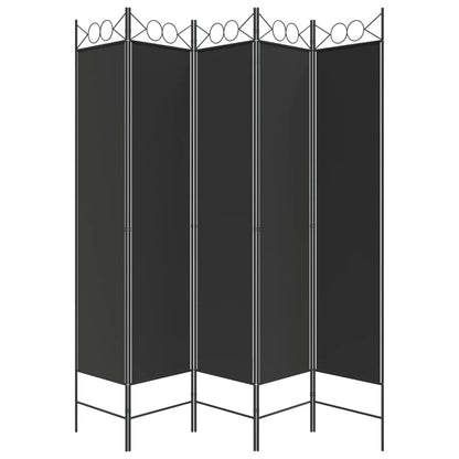 Kamerscherm Met 5 Panelen 200X200 Cm Stof Zwart