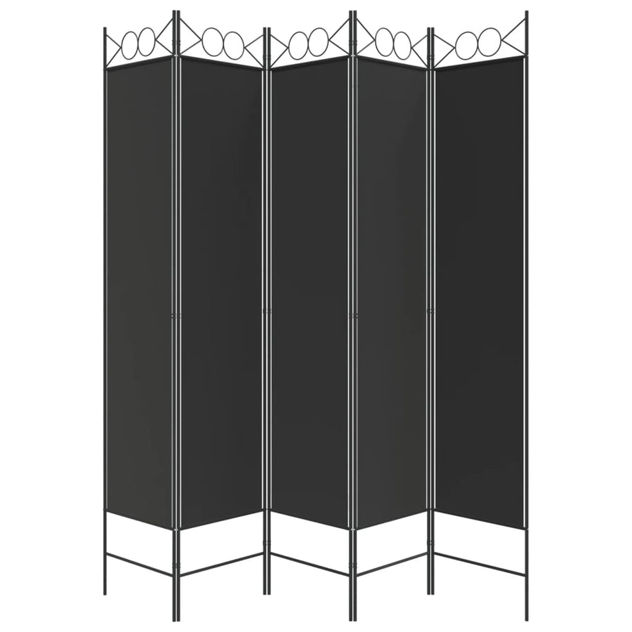 Kamerscherm Met 5 Panelen 200X200 Cm Stof Zwart