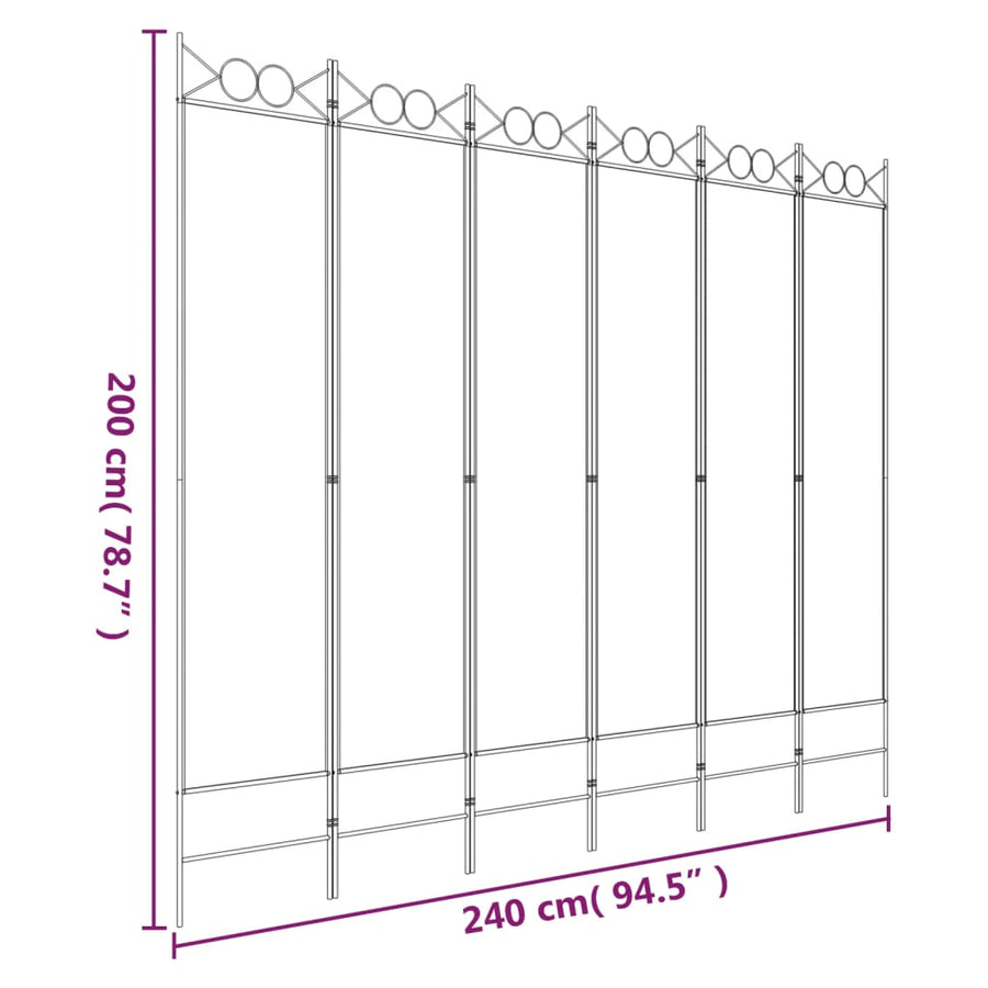 Kamerscherm Met 6 Panelen 240X200 Cm Stof Wit 1 240 x 200 cm