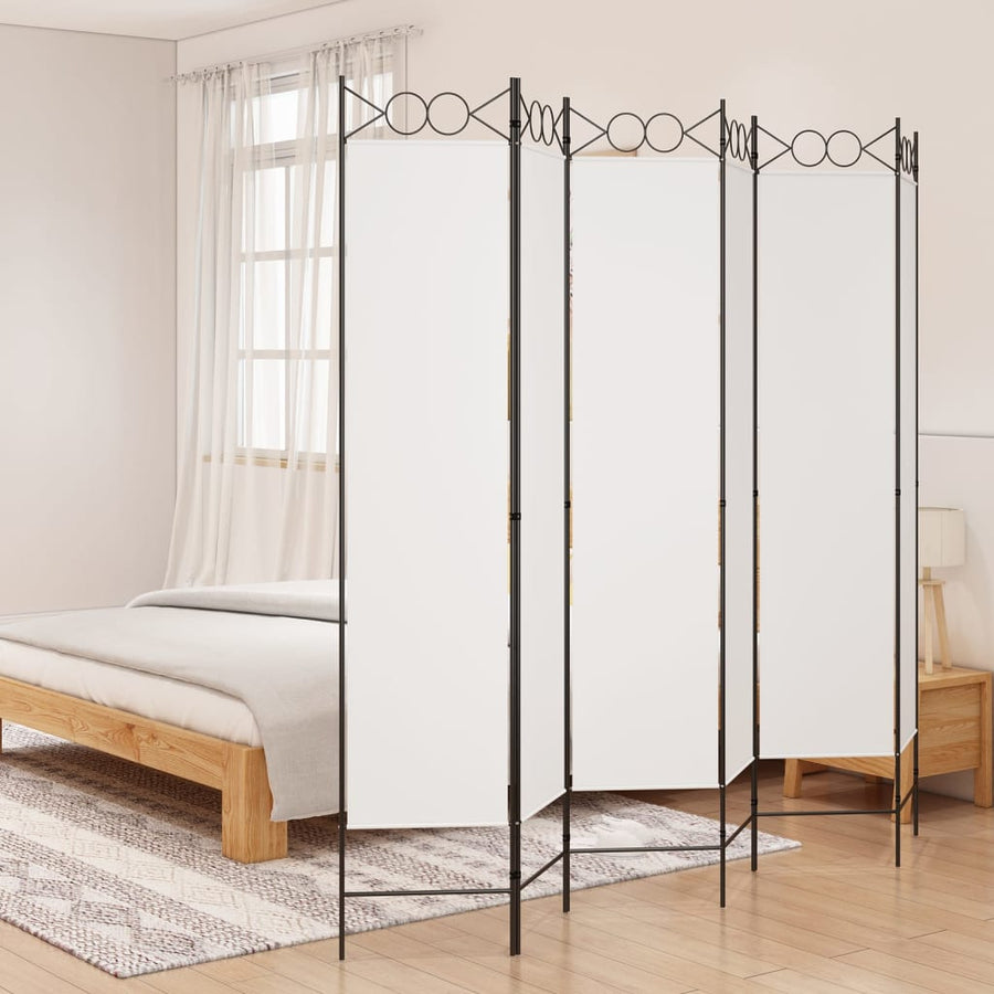 Kamerscherm Met 6 Panelen 240X200 Cm Stof Wit 1 240 x 200 cm