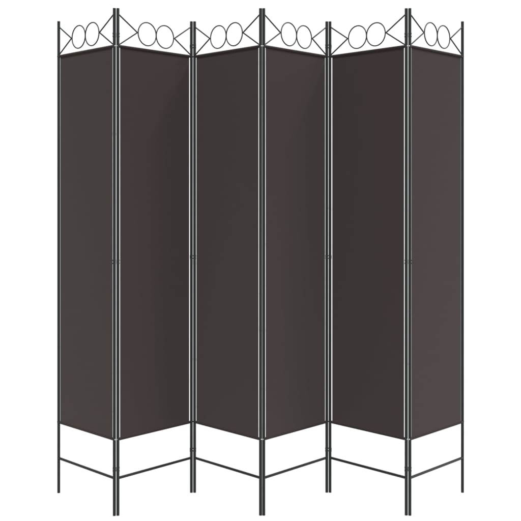 Kamerscherm met 6 panelen 240x200 cm stof bruin