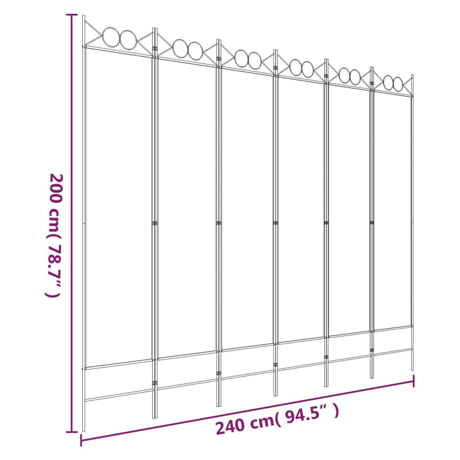 Kamerscherm met 6 panelen 240x200 cm stof bruin