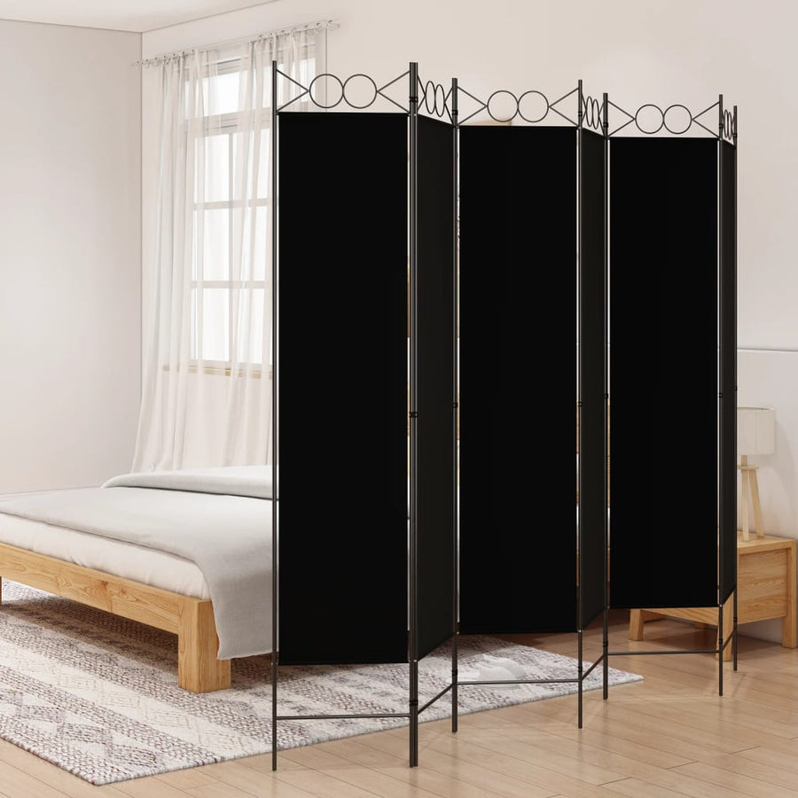 Kamerscherm Met 6 Panelen 240X200 Cm Stof Zwart