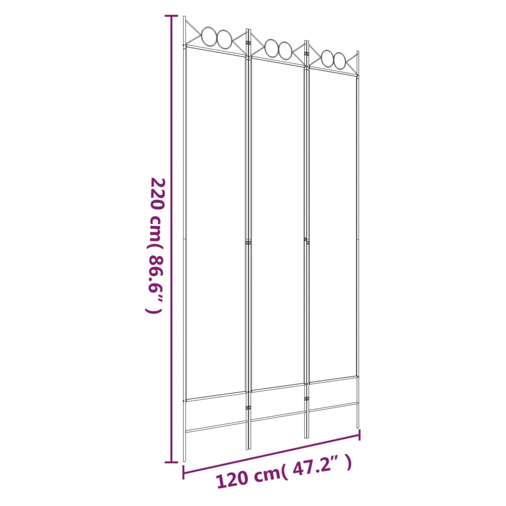 Kamerscherm Met 3 Panelen 120X220 Cm Stof Wit 120 x 220 cm