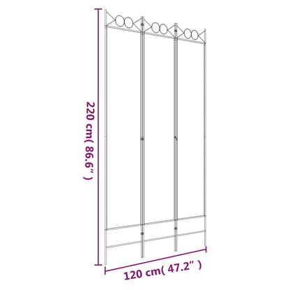 Kamerscherm Met 3 Panelen 120X220 Cm Stof Wit 120 x 220 cm