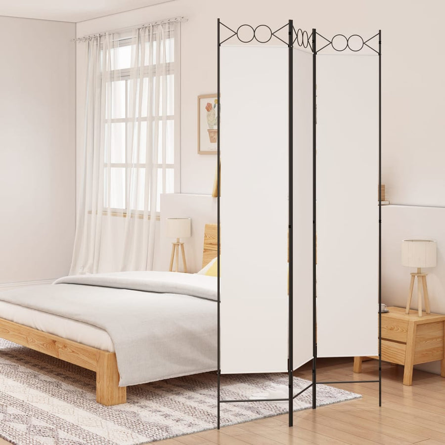 Kamerscherm Met 3 Panelen 120X220 Cm Stof Wit 120 x 220 cm