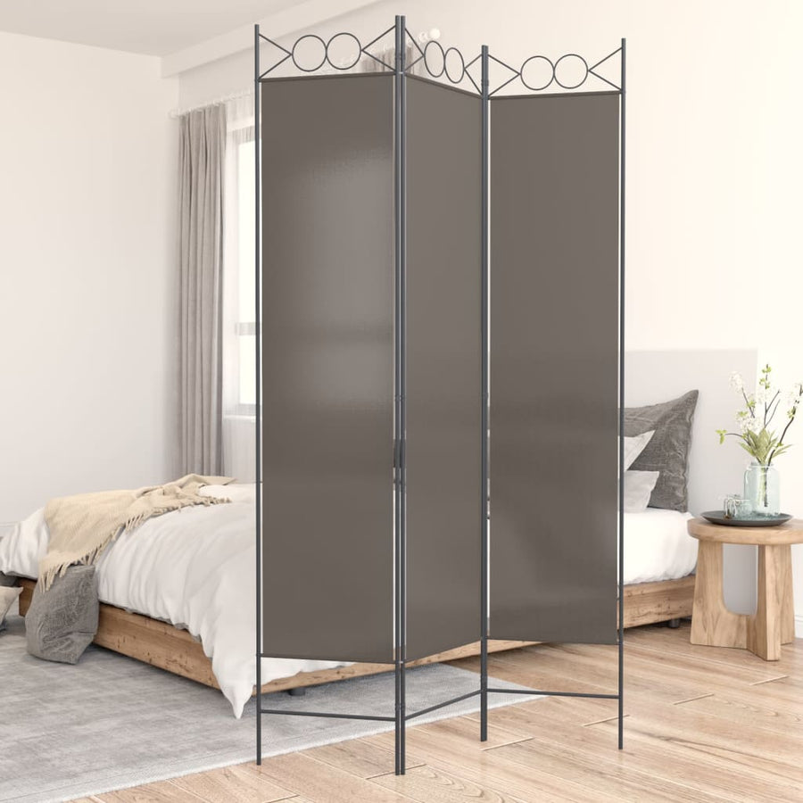 Kamerscherm met 3 panelen 120x220 cm stof antracietkleurig