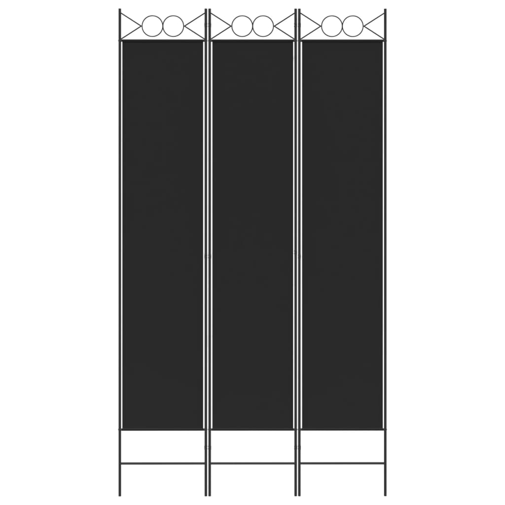 Kamerscherm met 3 panelen 120x220 cm stof zwart