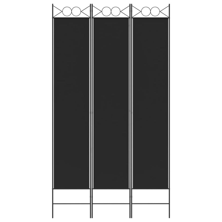 Kamerscherm met 3 panelen 120x220 cm stof zwart