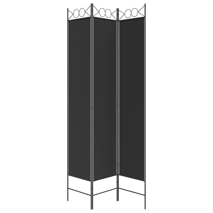 Kamerscherm met 3 panelen 120x220 cm stof zwart