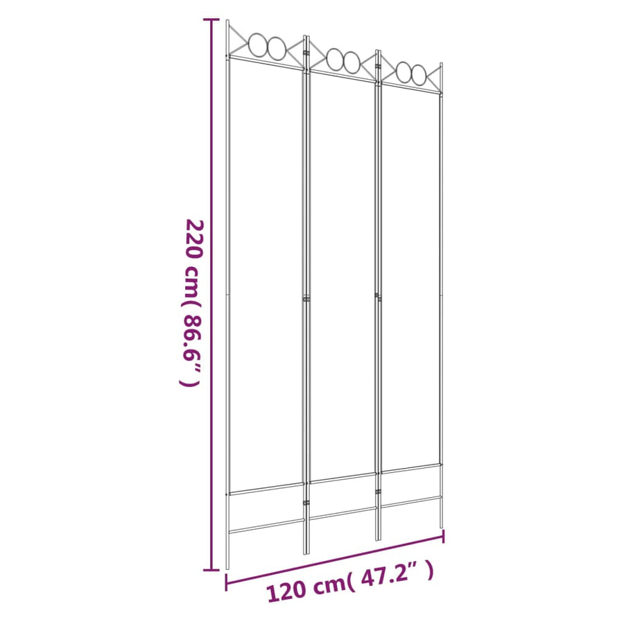 Kamerscherm met 3 panelen 120x220 cm stof zwart