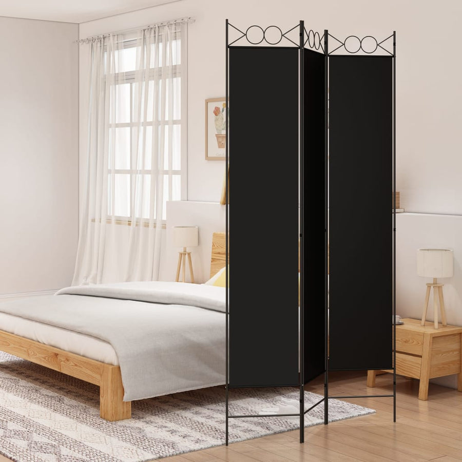 Kamerscherm met 3 panelen 120x220 cm stof zwart