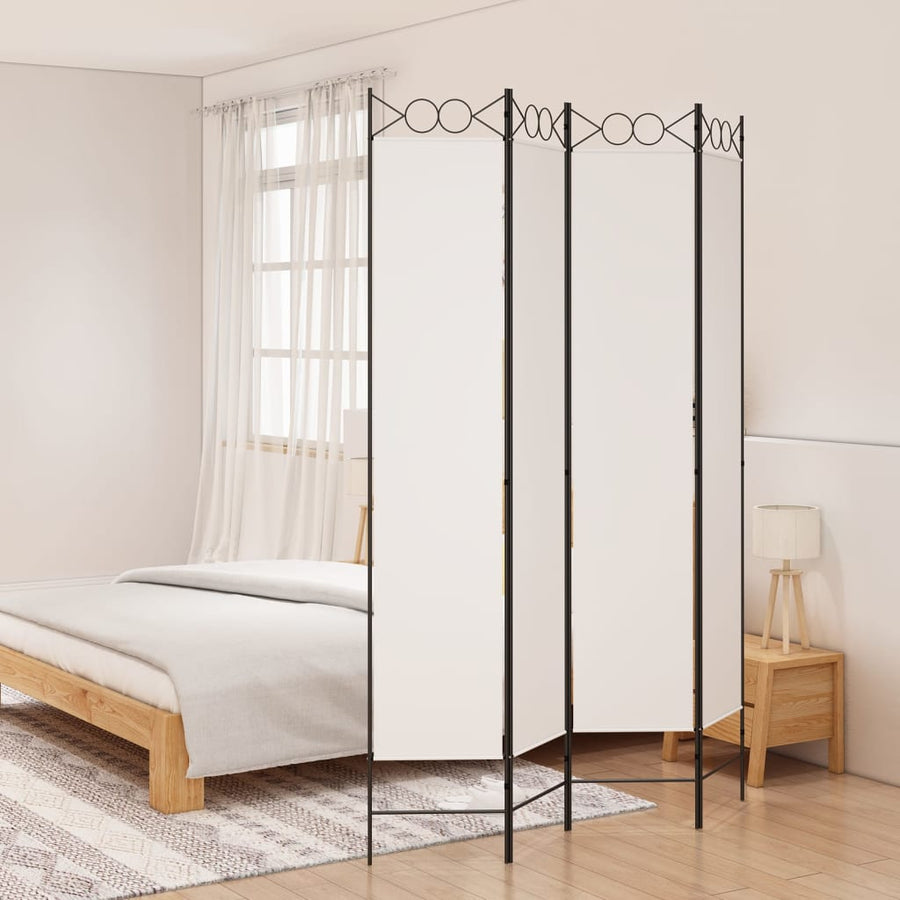 Kamerscherm Met 4 Panelen 160X220 Cm Stof Wit 160 x 220 cm