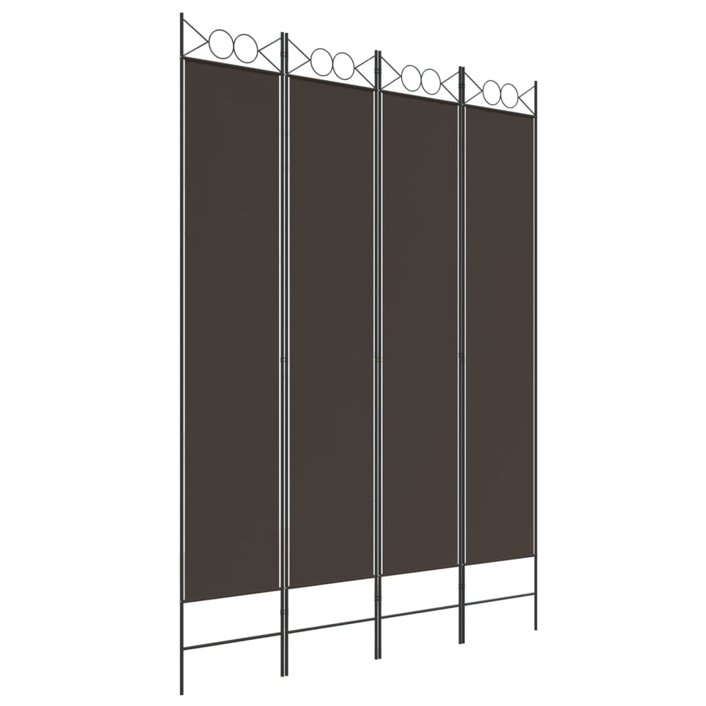Kamerscherm met 4 panelen 160x220 cm stof bruin