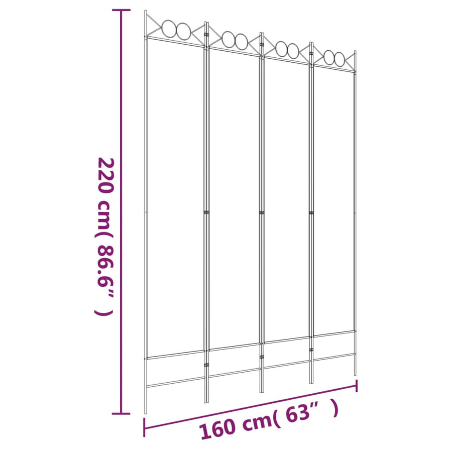 Kamerscherm met 4 panelen 160x220 cm stof bruin