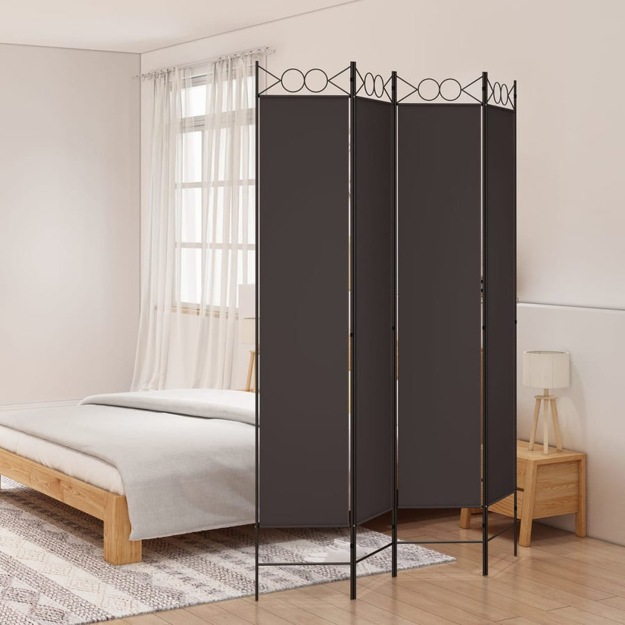 Kamerscherm met 4 panelen 160x220 cm stof bruin