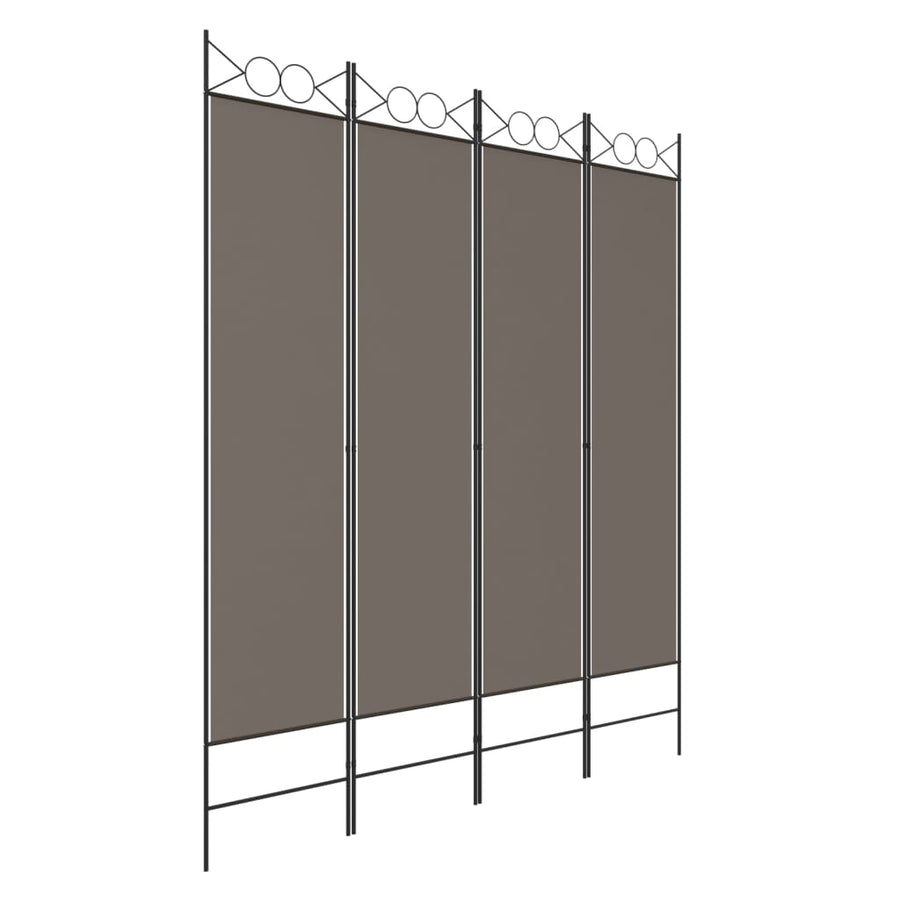 Kamerscherm met 4 panelen 160x220 cm stof antracietkleurig