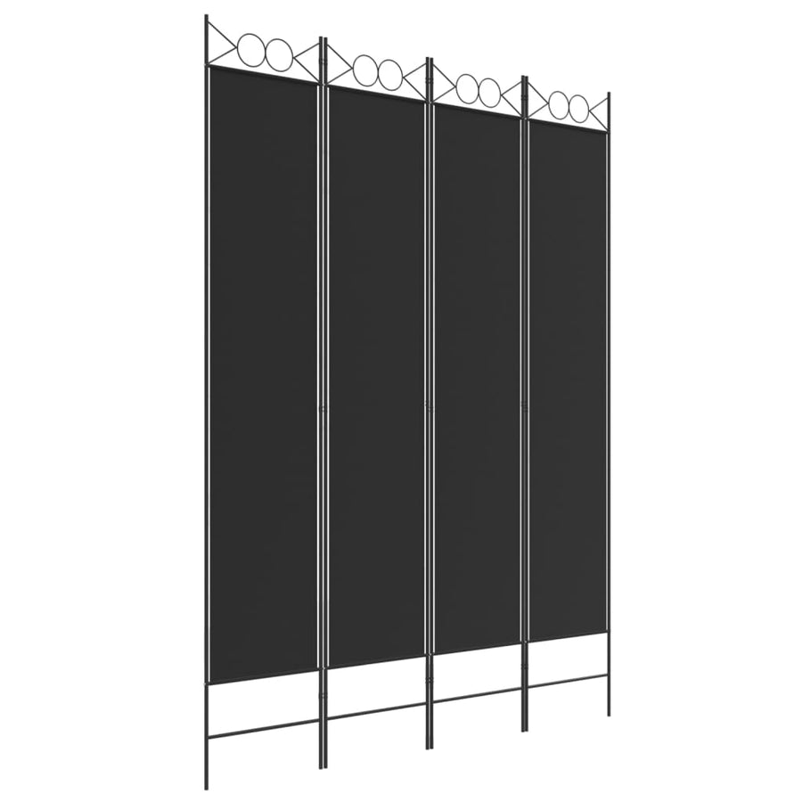 Kamerscherm Met 4 Panelen 200X200 Cm Stof Zwart 160 x 220 cm