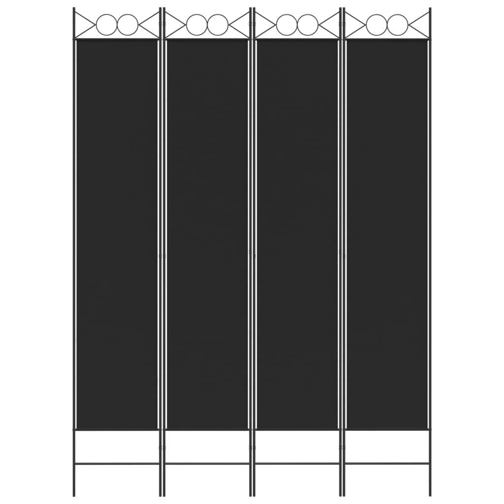 Kamerscherm Met 4 Panelen 200X200 Cm Stof Zwart 160 x 220 cm