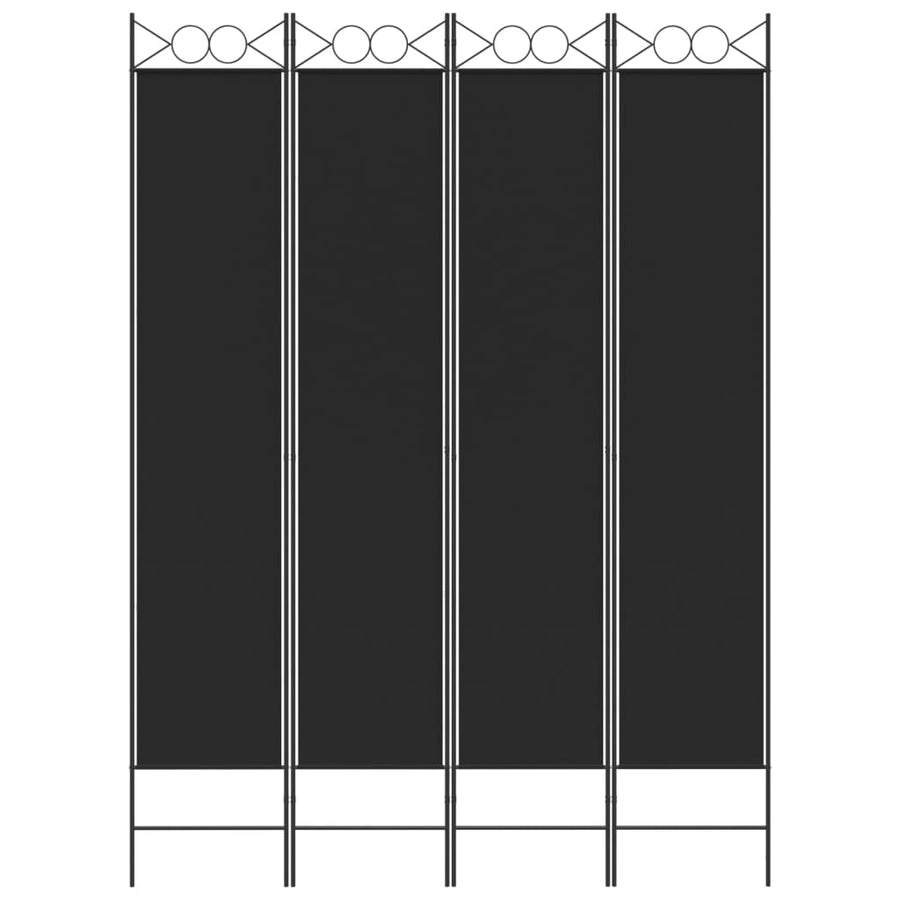 Kamerscherm Met 4 Panelen 200X200 Cm Stof Zwart 160 x 220 cm
