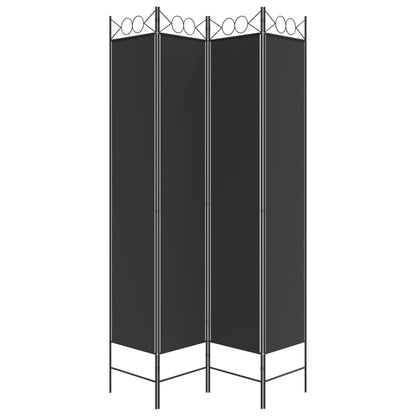 Kamerscherm Met 4 Panelen 200X200 Cm Stof Zwart 160 x 220 cm