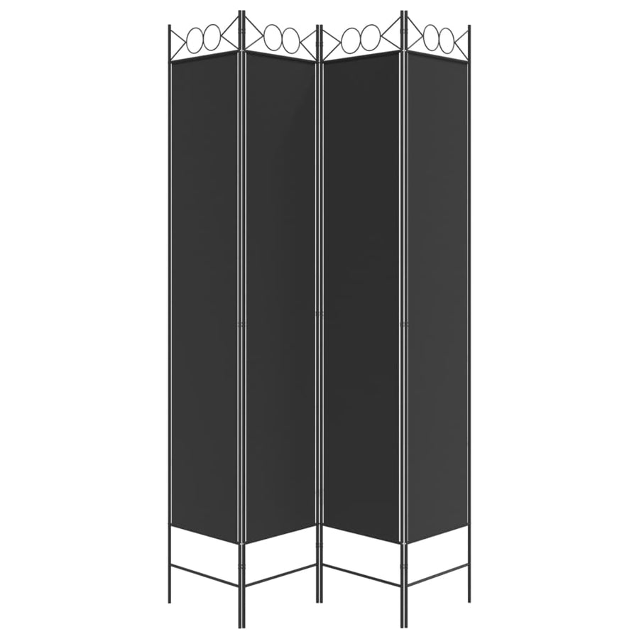 Kamerscherm Met 4 Panelen 200X200 Cm Stof Zwart 160 x 220 cm