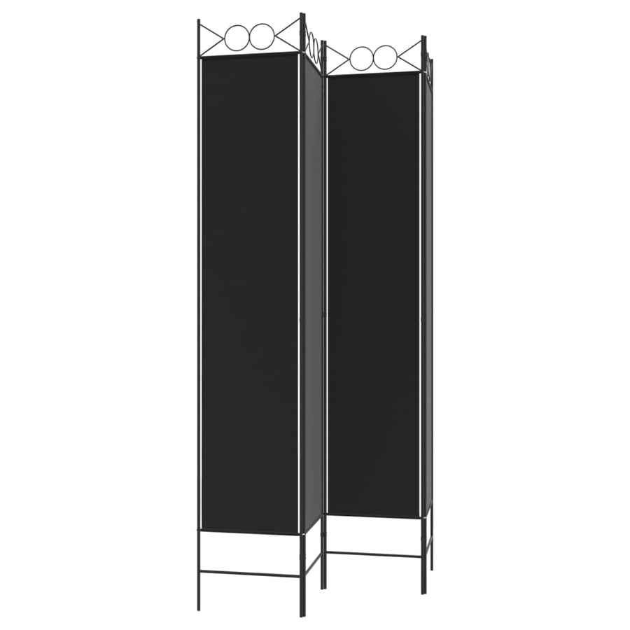 Kamerscherm Met 4 Panelen 200X200 Cm Stof Zwart 160 x 220 cm