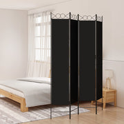 Kamerscherm 4 panelen 200x200 cm stof zwart