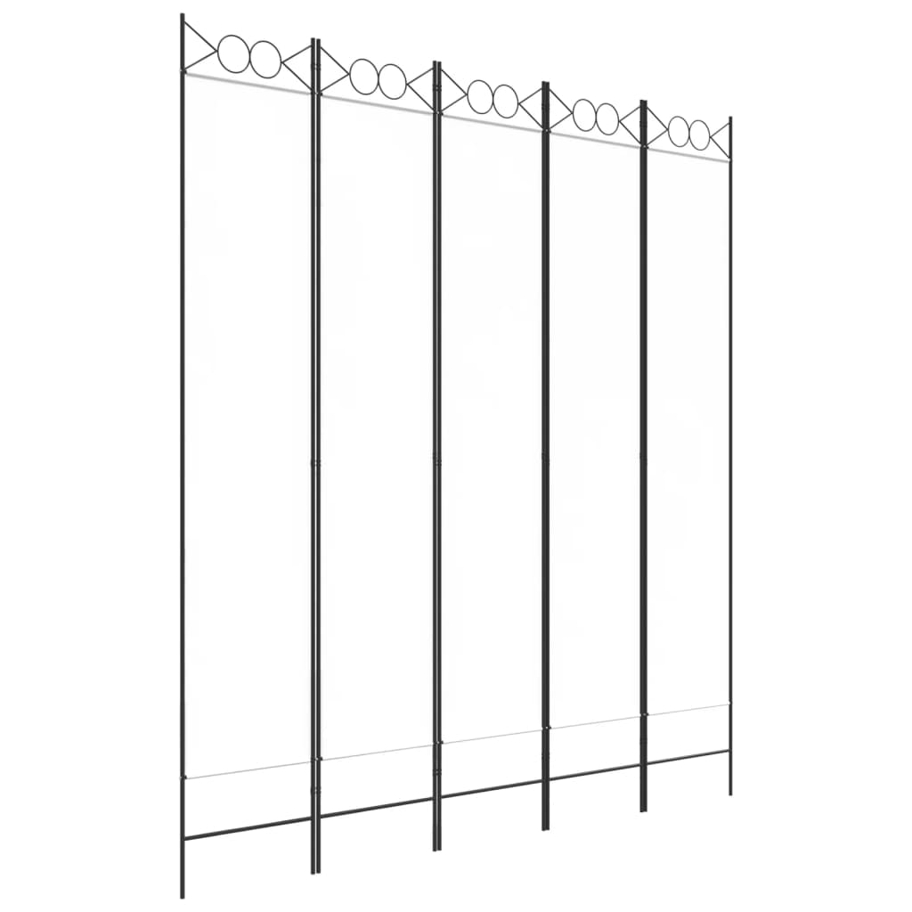 Kamerscherm Met 5 Panelen 200X220 Cm Stof Wit 1 200 x 220 cm