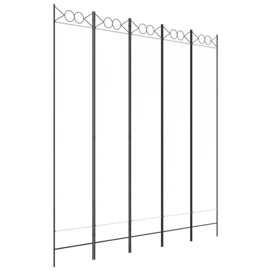 Kamerscherm Met 5 Panelen 200X220 Cm Stof Wit 1 200 x 220 cm