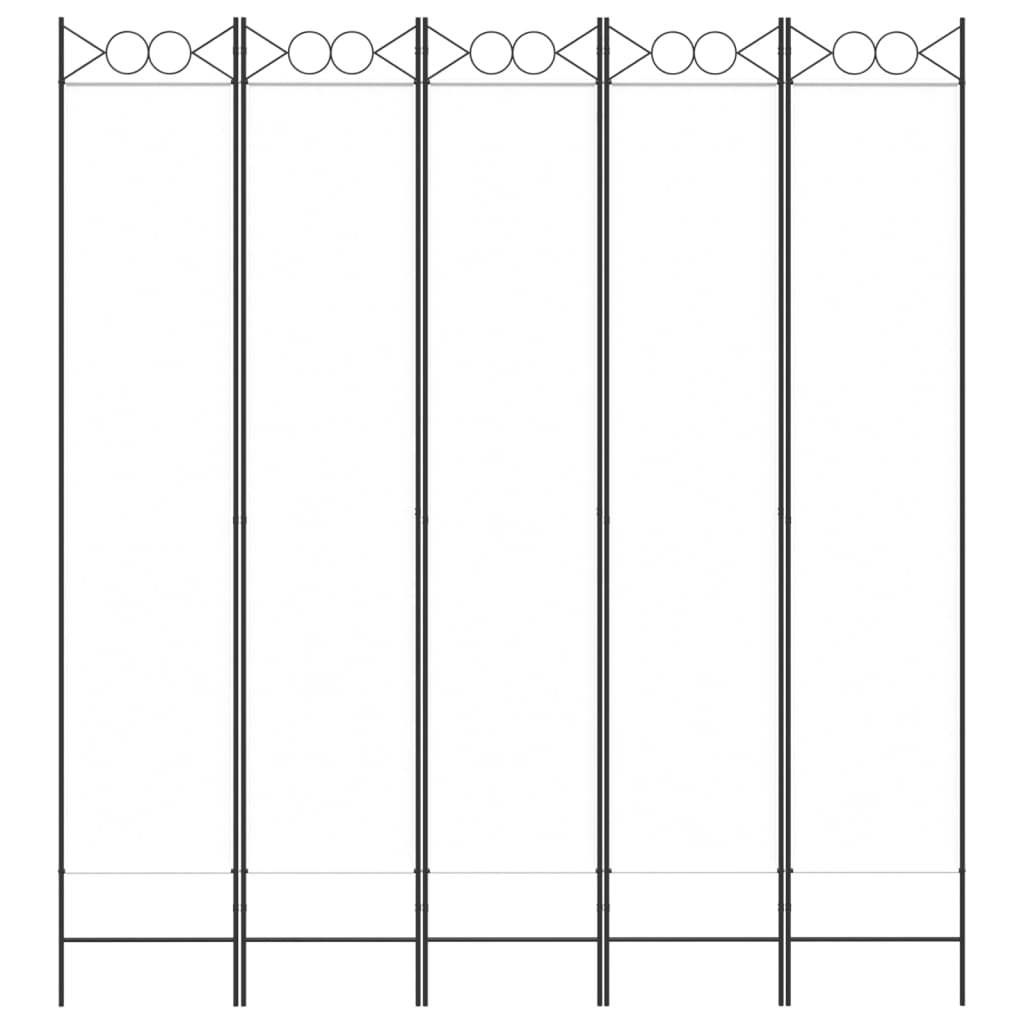 Kamerscherm Met 5 Panelen 200X220 Cm Stof Wit 1 200 x 220 cm
